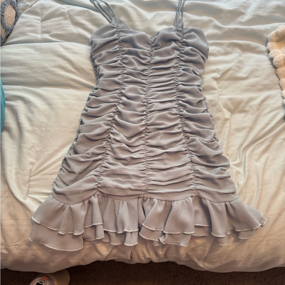Ruched Light Blue Lucy in the Sky Dress